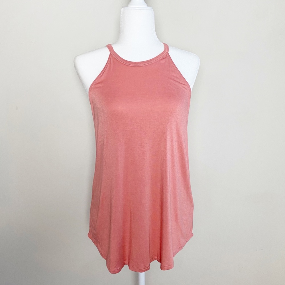 Peach Racerback High Low Tank Top